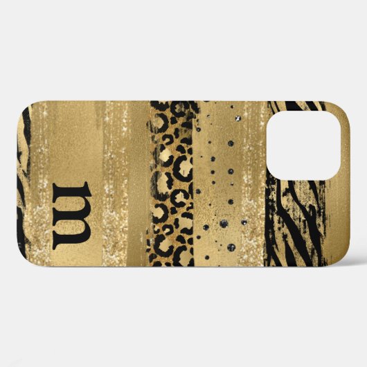 Modernes Gold Glitzer Script Monogram Case (Rückseite (Horizontal))