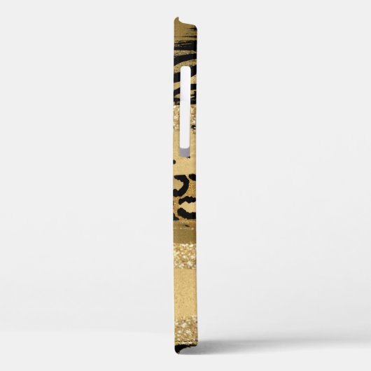 Modernes Gold Glitzer Script Monogram Case (Rückseite / Links)