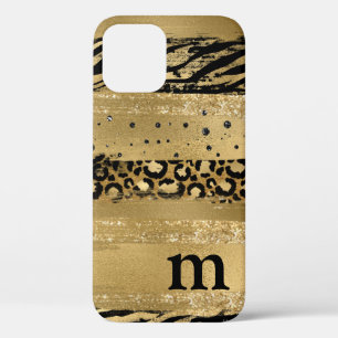 Modernes Gold Glitzer Script Monogram Case