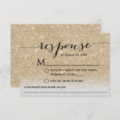 Modernes Gold Glitzer Song Request Wedding RSVP (Vorne/Hinten)