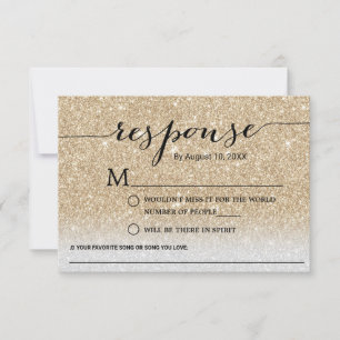Modernes Gold Glitzer Song Request Wedding RSVP