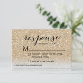 Modernes Gold Glitzer Song Request Wedding RSVP Karte (Stehend Vorderseite)