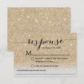 Modernes Gold Glitzer Song Request Wedding RSVP Karte (Vorne/Hinten)