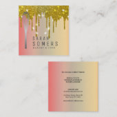 Modernes Gold Glitzer Tropfen Whisky Bäckerei Quadratische Visitenkarte (Vorne/Hinten)