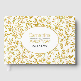 Modernes Gold Glitzer verlasse Hochzeitsgast-Buch Gästebuch