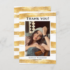 Modernes Gold Glitzer Watercolor Brush Foto GRAD Dankeskarte