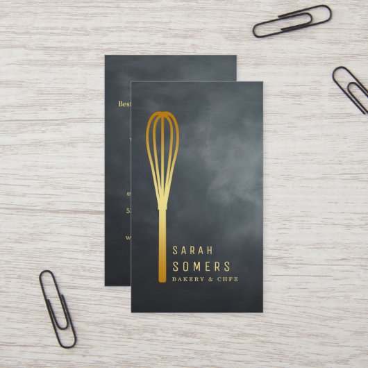 Modernes Gold Glitzer Whisk Bäckerei Visitenkarte (Vorderseite/Rückseite Beispiel)