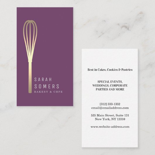 Modernes Gold-Glitzer-Whisk-Bäckerei Visitenkarte (Vorne/Hinten)