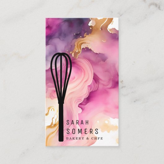 Modernes Gold Glitzer Whisk Bäckerei Visitenkarte (Vorderseite)