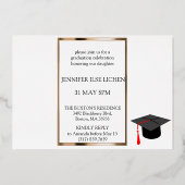 MODERNES GOLD GRAD-PARTY FOLIENEINLADUNG (Rückseite)