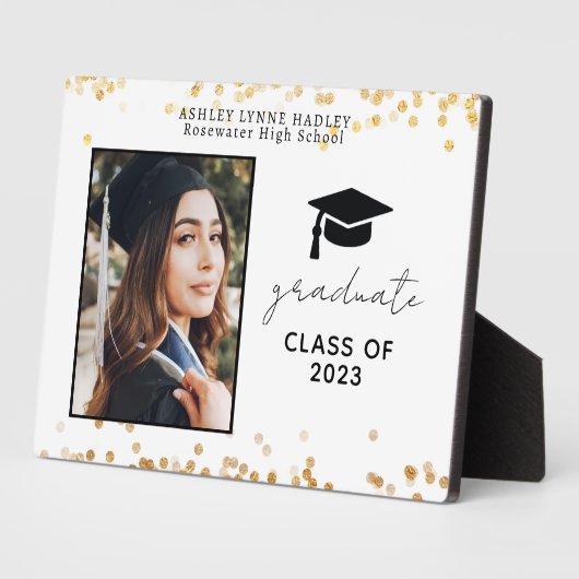 Modernes Gold Graduate Foto Keepake Plaque Fotoplatte (Seite)