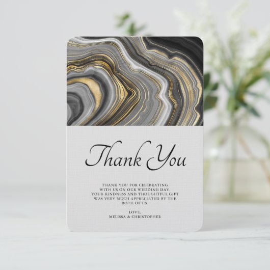Modernes Gold & Grau Agate Geode Muster Vielen Dan Dankeskarte (Stehend Vorderseite)
