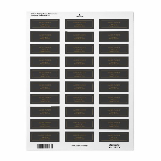 Modernes Gold Grau Border Return Label (Vorne)