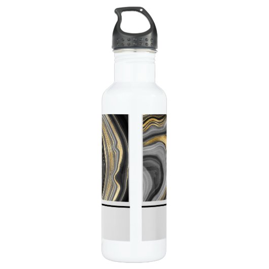 Modernes Gold & Gray Agate Geode Gemstone Edelstahlflasche (Rückseite)