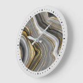 Modernes Gold & Gray Agate Geode Gemstone Große Wanduhr (Winkel)