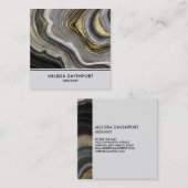 Modernes Gold & Gray Agate Geode Gemstone Quadratische Visitenkarte (Vorne/Hinten)