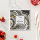 Modernes Gold & Gray Agate Geode Gemstone Serviette (Beispiel)