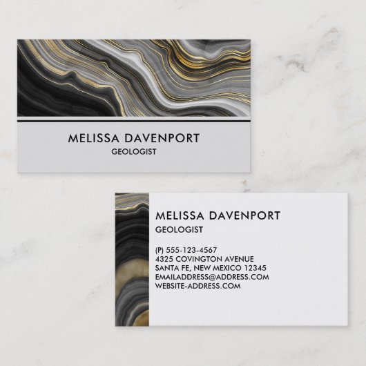 Modernes Gold & Gray Agate Geode Gemstone Visitenkarte (Vorne/Hinten)