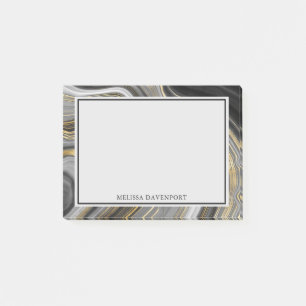Modernes Gold & Gray Agate Geode Mineral Abstrakt Post-it Klebezettel
