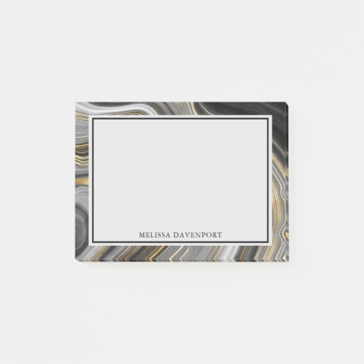 Modernes Gold & Gray Agate Geode Mineral Abstrakt Post-it Klebezettel (Vorderseite)