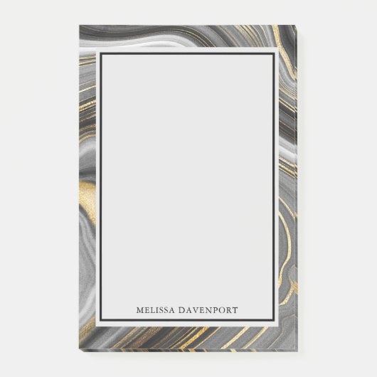 Modernes Gold & Gray Agate Geode Mineral Abstrakt Post-it Klebezettel (Vorderseite)