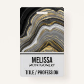 Modernes Gold & Gray Agate Geode Mineral Monogram Ausweis (Rückseite)