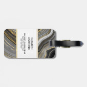 Modernes Gold & Gray Agate Geode Mineral Monogram Gepäckanhänger (Rückseite horizontal)