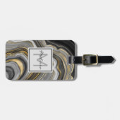 Modernes Gold & Gray Agate Geode Mineral Monogram Gepäckanhänger (Vorderseite horizontal)