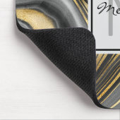Modernes Gold & Gray Agate Geode Mineral Monogram Mousepad (Ecke)