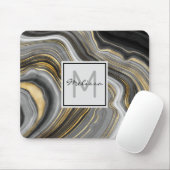Modernes Gold & Gray Agate Geode Mineral Monogram Mousepad (Mit Mouse)