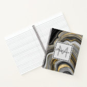 Modernes Gold & Gray Agate Geode Mineral Monogram Notizblock (Innenseite)
