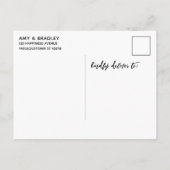 Modernes Gold Handwriting Burgundy Save the Date Ankündigungspostkarte (Rückseite)