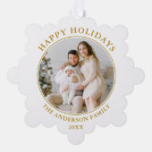 Modernes Gold Happy Holidays Foto Ornament Karte (Vorderseite)