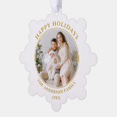 Modernes Gold Happy Holidays Foto Ornament Karte (Linke Ecke)