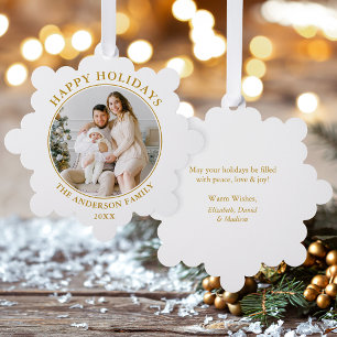 Modernes Gold Happy Holidays Foto Ornament Karte