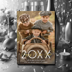 Modernes Gold Happy New Year Foto Folien Feiertagskarte