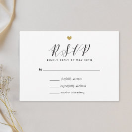 Modernes Gold Hearts Wedding RSVP Karte