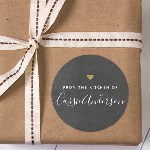 Modernes Gold-Herz-Schreibbrett aus der Küche von Runder Aufkleber