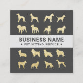 Modernes Gold Hund Silhouette Dunkles Gary Quadratische Visitenkarte (Vorderseite)