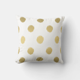 Modernes Gold Ikat Dots Muster weiß Kissen