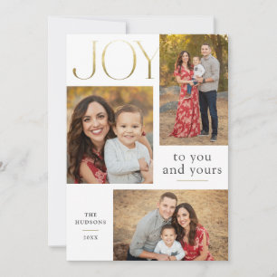 Modernes Gold Joy Calligraphy Multi-Foto-Flat Feiertagskarte