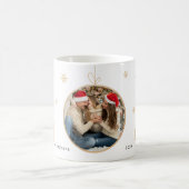 Modernes Gold "Joy" Ornament Weihnachtsfamilie Fot Kaffeetasse (Mittel)
