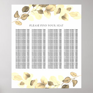 Modernes Gold Leaf Hochzeitsdiagramm Poster
