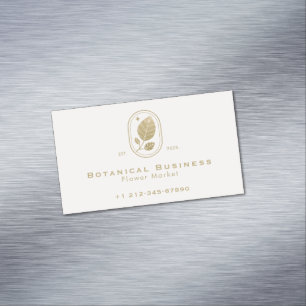 Modernes Gold Leaf Minimal Botanisches Weichrosa Magnetische Visitenkarte