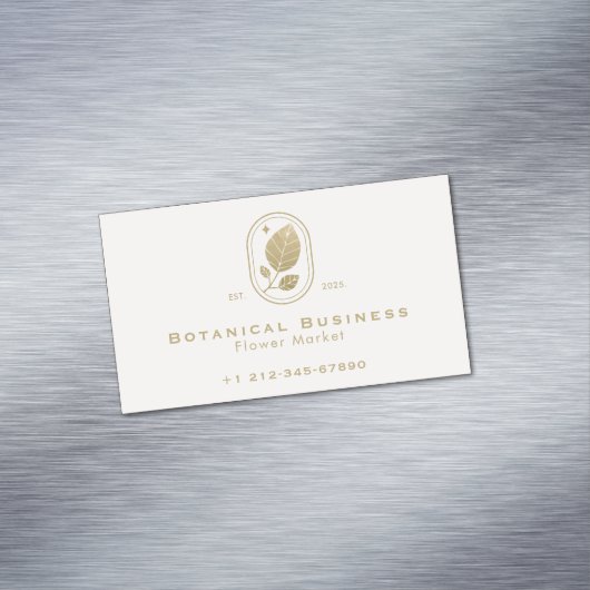 Modernes Gold Leaf Minimal Botanisches Weichrosa Magnetische Visitenkarte (Beispiel)