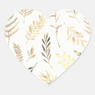 Modernes Gold Leaf Wedding Heart Siegel Herz-Aufkleber