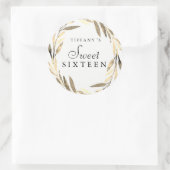 Modernes Gold Leaf Wreath Sweet 16 Sticker (Tasche)