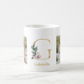 Modernes Gold Letter G-Blume | Monogramm für zwei Kaffeetasse (Mittel)