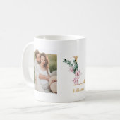 Modernes Gold Letter L-Blume | Monogramm für zwei  Kaffeetasse (Vorderseite Links)