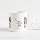Modernes Gold Letter N-Blume | Monogramm für zwei  Kaffeetasse